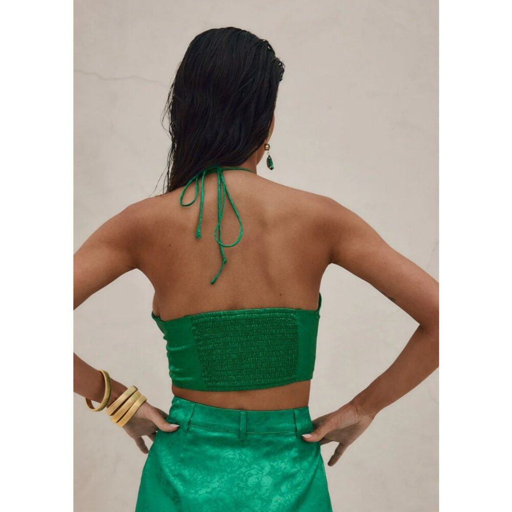 #281 12th Tribe St. Barths Emerald Jacquard Crop Top - Picture 3 of 3